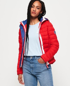 Superdry Fuji Slim Double Cipzár Hooded Női Kabát Piros | BRAZH9430